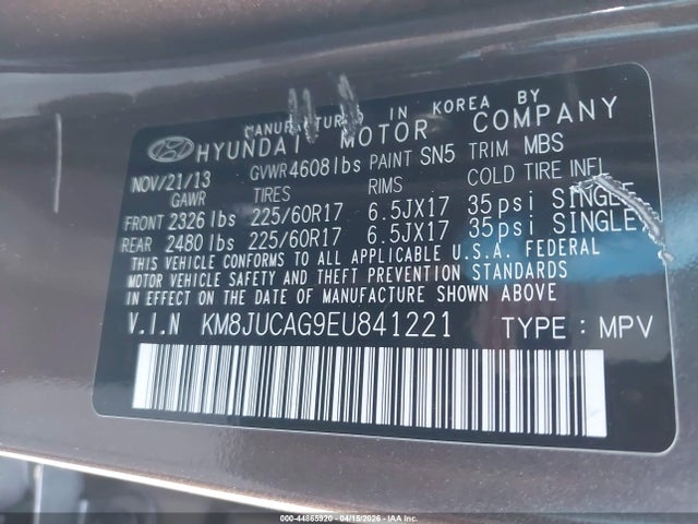 2014 HYUNDAI TUCSON KM8JUCAG9EU841221 Photo 8