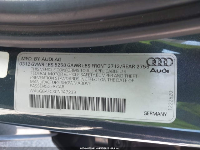 Продажа на аукционе авто 2012 Audi A6 3.0 Premium, vin: WAUGGAFC3CN147239, номер лота: 44865941