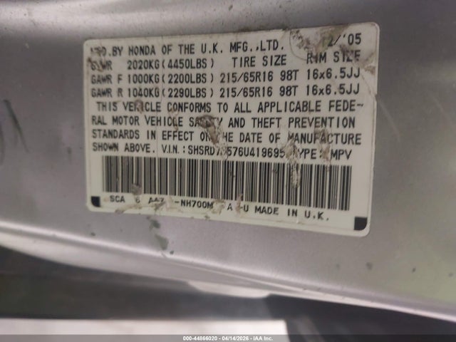 2006 HONDA CR-V SHSRD78576U419695 Photo 8