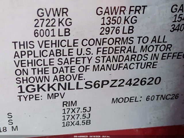 2023 Gmc Acadia Awd At4 მანქანა იყიდება აუქციონზე, vin: 1GKKNLLS6PZ242620, აუქციონის ნომერი: 44866029