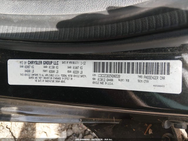 44866065 :رقم المزاد ، 1C3CDZCB3CN206539 vin ، 2012 Dodge Avenger Sxt مزاد بيع