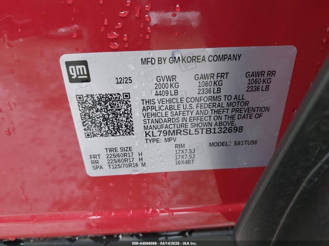 KL79MRSL5TB132698 Chevrolet Trailblazer Awd Lt