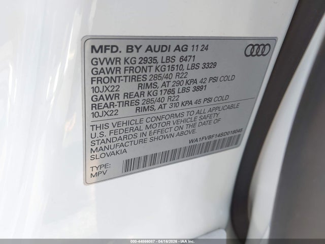 Продаж на аукціоні авто 2025 Audi Q8 Prestige 55 Tfsi Quattro, vin: WA1FVBF14SD018045, номер лоту: 44866087