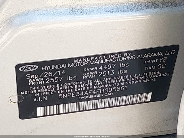 Hyundai Sonata Sport 2015 5NPE34AF4FH095861 Image 9