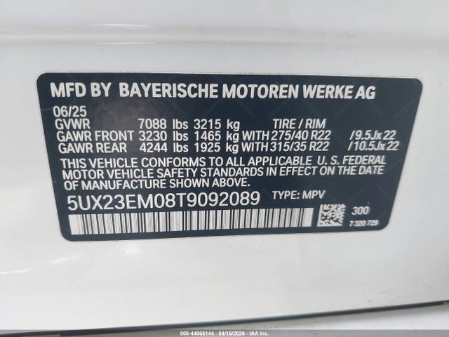 5UX23EM08T9092089 BMW X7 Xdrive40i