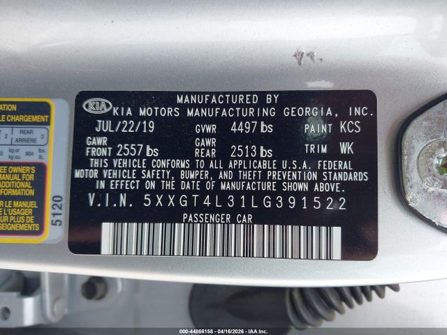 5XXGT4L31LG391522 KIA Optima Lx