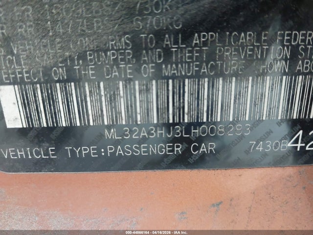 Продаж на аукціоні авто 2020 Mitsubishi Mirage Es, vin: ML32A3HJ3LH008283, номер лоту: 44866164