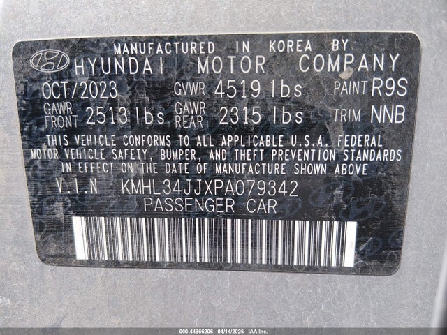 Продаж на аукціоні авто 2023 Hyundai Sonata Hybrid Sel, vin: KMHL34JJXPA079342, номер лоту: 44866206