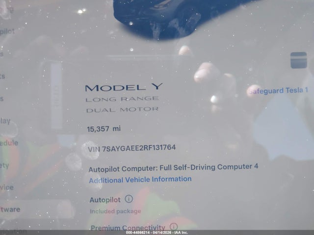 2024 Tesla Model Y Long Range Dual Motor All-wheel Drive მანქანა იყიდება აუქციონზე, vin: 7SAYGAEE2RF131764, აუქციონის ნომერი: 44866214