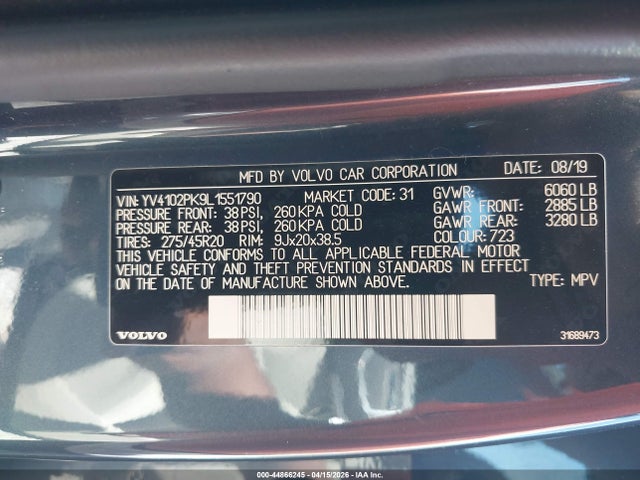 YV4102PK9L1551790 Volvo Xc90 T5 Momentum 7 Passenger