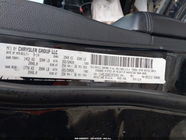2014 Dodge Durango Limited მანქანა იყიდება აუქციონზე, vin: 1C4RDJDG0EC973345, აუქციონის ნომერი: 44866257