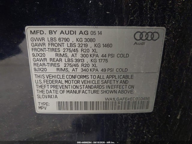 2014 AUDI Q7 WA1LGAFE4ED020456 Photo 8