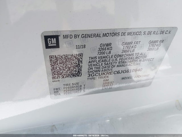 3GCUKREC6JG610940 Chevrolet Silverado 1500 2lt