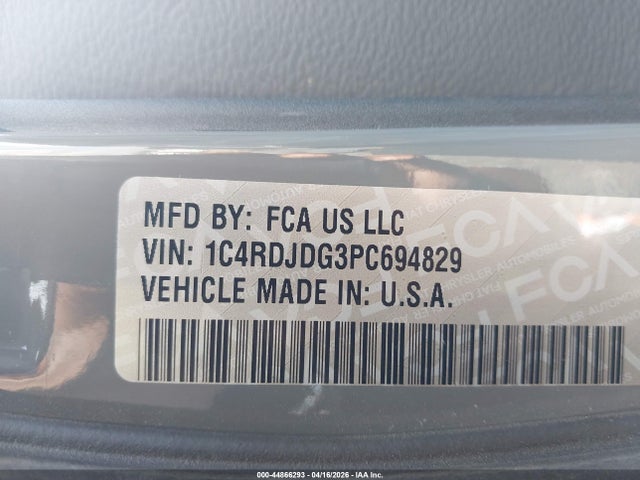 44866293 :رقم المزاد ، 1C4RDJDG3PC694829 vin ، 2023 Dodge Durango Gt Plus Awd مزاد بيع
