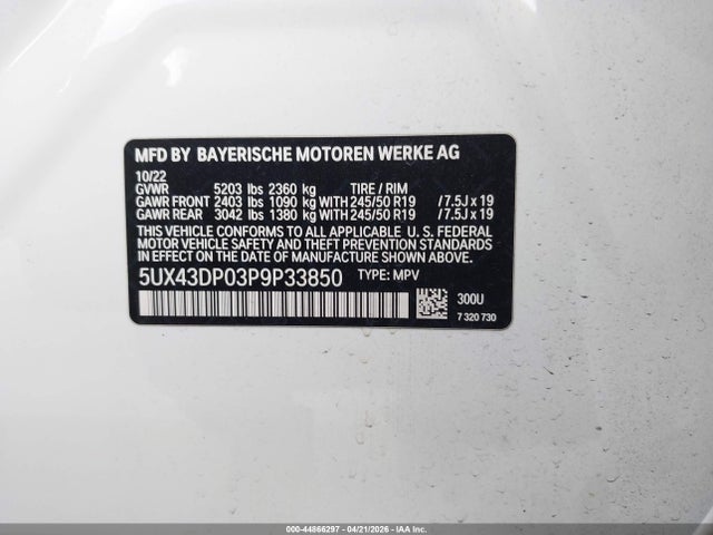 5UX43DP03P9P33850 BMW X3 Sdrive30i