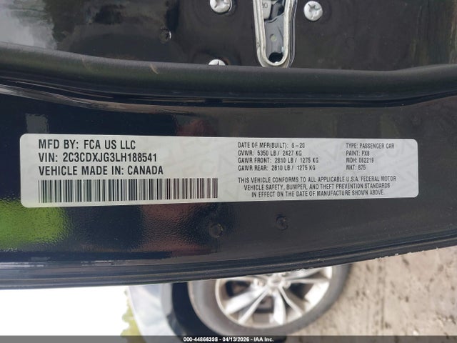 Aukcja sprzedaży 2020 Dodge Charger Sxt Awd, vin: 2C3CDXJG3LH188541, numer aukcji: 44866335