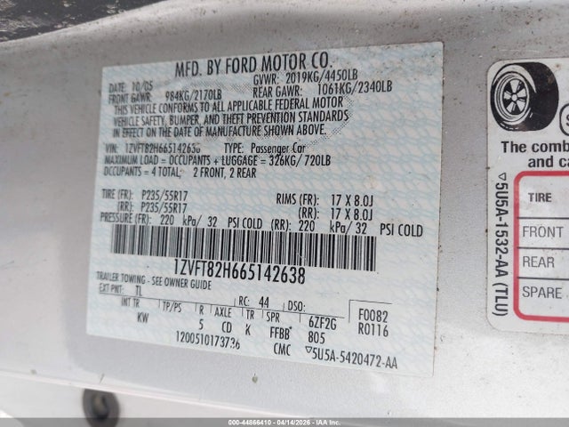2006 Ford Mustang Gt მანქანა იყიდება აუქციონზე, vin: 1ZVFT82H665142638, აუქციონის ნომერი: 44866410