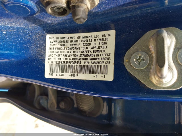 Aukcja sprzedaży 2014 Honda Civic Ex, vin: 19XFB2F89EE066994, numer aukcji: 44866420