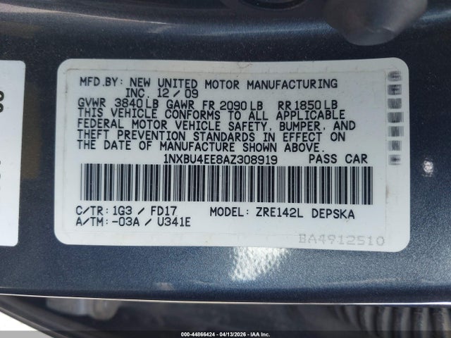 2010 TOYOTA COROLLA 1NXBU4EE8AZ308919 Photo 8