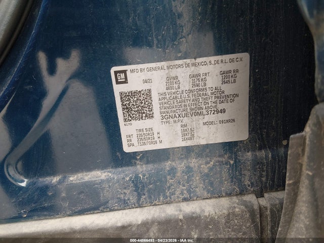 Продаж на аукціоні авто 2021 Chevrolet Equinox Awd Lt, vin: 3GNAXUEV0ML372949, номер лоту: 44866493