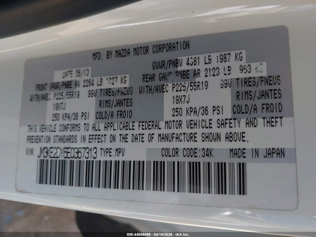 44866499 :رقم المزاد ، JM3KE2DY6E0367313 vin ، 2014 Mazda Cx-5 Grand Touring مزاد بيع