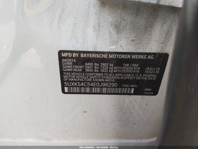 Продаж на аукціоні авто 2014 Bmw X5 Xdrive35d, vin: 5UXKS4C54E0J96290, номер лоту: 44866502