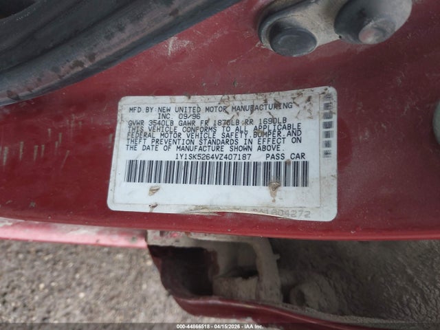 44866518 :رقم المزاد ، 1Y1SK5264VZ407187 vin ، 1997 Geo Prizm مزاد بيع
