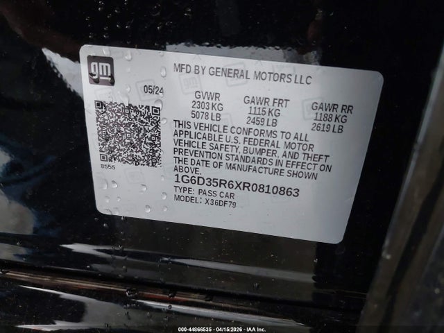Продажа на аукционе авто 2024 Cadillac Ct5-v V-series Blackwing, vin: 1G6D35R6XR0810863, номер лота: 44866535