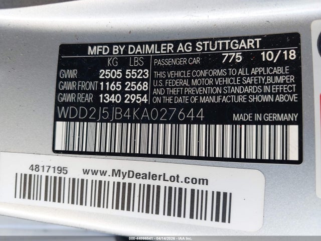 Продаж на аукціоні авто 2019 Mercedes-benz Cls 450, vin: WDD2J5JB4KA027644, номер лоту: 44866541