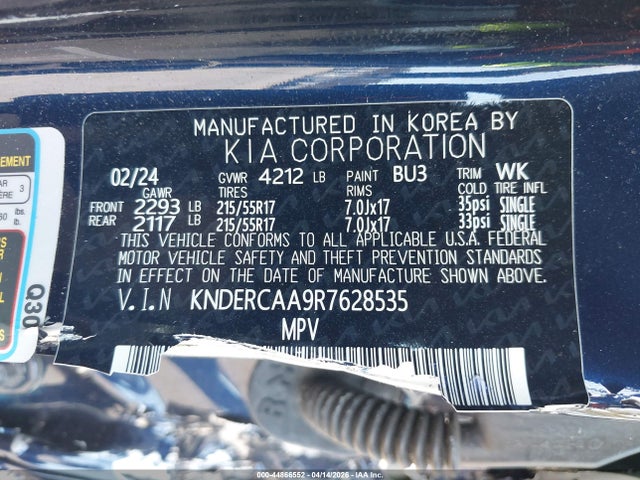 Aukcja sprzedaży 2024 Kia Seltos Ex, vin: KNDERCAA9R7628535, numer aukcji: 44866552