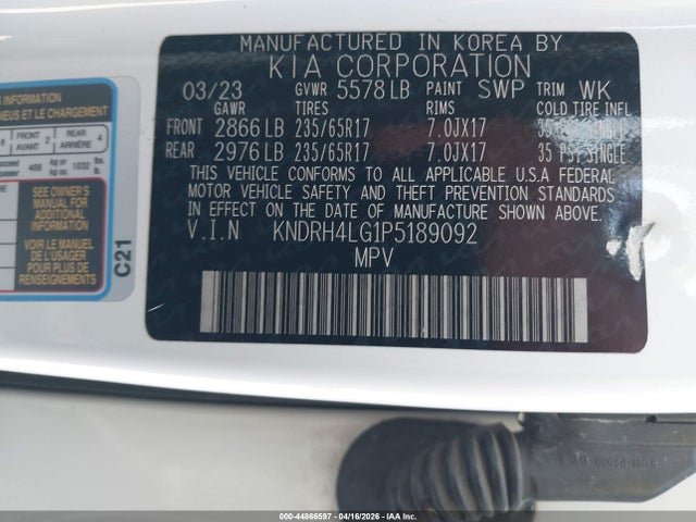 KNDRH4LG1P5189092 KIA Sorento Hybrid Ex