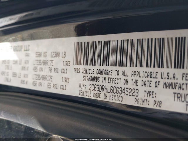 Продаж на аукціоні авто 2012 Ram 3500 Slt, vin: 3C63DRHL6CG345223, номер лоту: 44866632