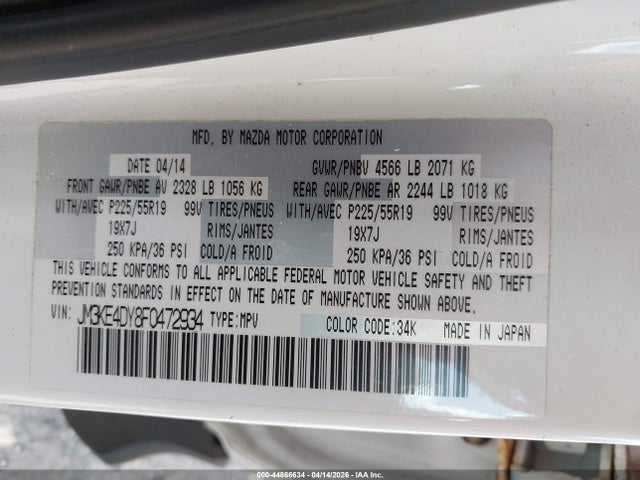 Aukcja sprzedaży 2015 Mazda Cx-5 Grand Touring, vin: JM3KE4DY8F0472934, numer aukcji: 44866634