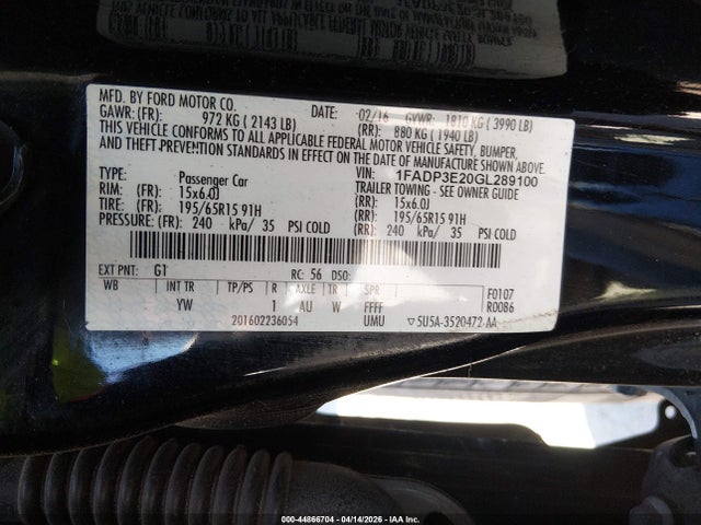 Ford FOCUS S 2016 1FADP3E20GL289100 Image 9