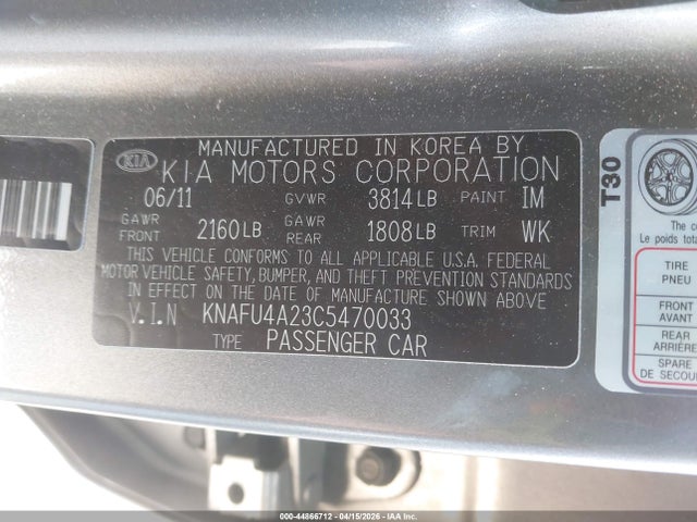 Продажа на аукционе авто 2012 Kia Forte Ex, vin: KNAFU4A23C5470033, номер лота: 44866712