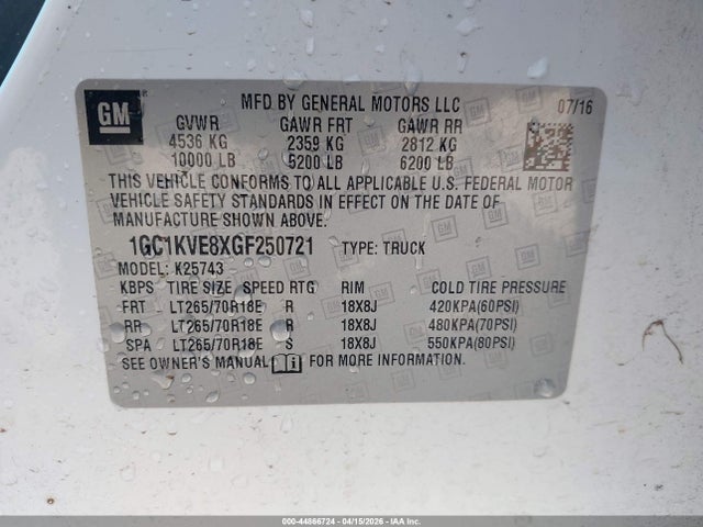 1GC1KVE8XGF250721 Chevrolet Silverado 2500hd Lt