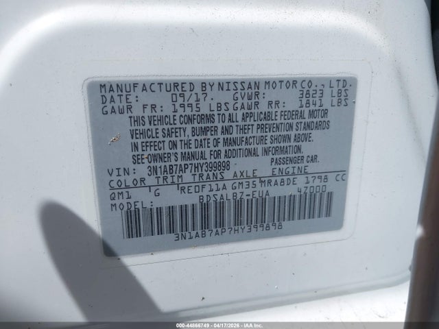Nissan SENTRA S 2017 3N1AB7AP7HY399898 Image 9