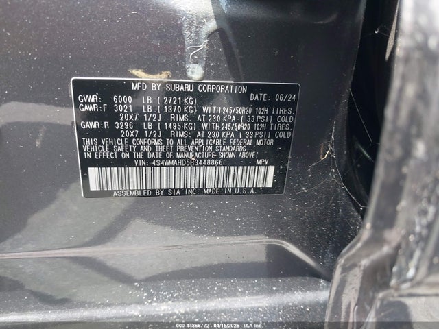 44866772 :رقم المزاد ، 4S4WMAHD5R3448866 vin ، 2024 Subaru Ascent Onyx Edition 7-passenger مزاد بيع