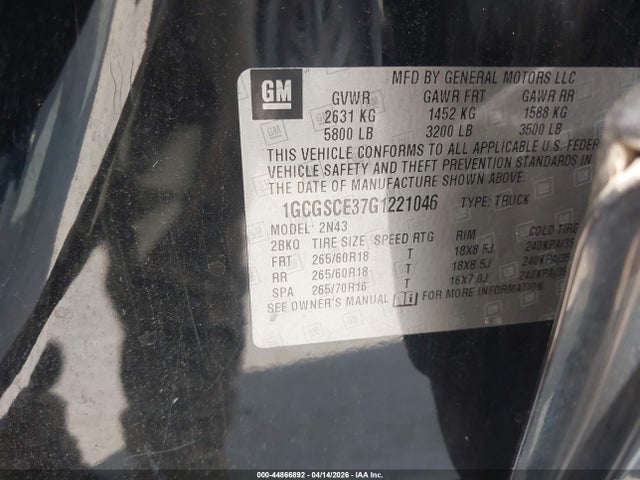 1GCGSCE37G1221046 Chevrolet Colorado Lt