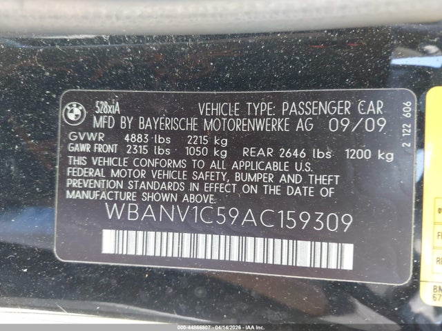 44866907 :رقم المزاد ، WBANV1C59AC159309 vin ، 2010 Bmw 528i Xdrive مزاد بيع