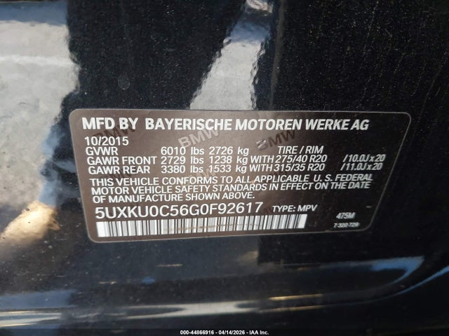 5UXKU0C56G0F92617 BMW X6 Sdrive35i