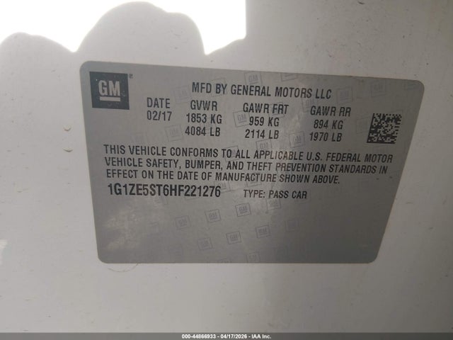 1G1ZE5ST6HF221276 Chevrolet MALIBU 1LT