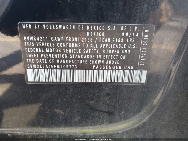 2015 VOLKSWAGEN JETTA 3VW2K7AJ5FM209773 Photo 8