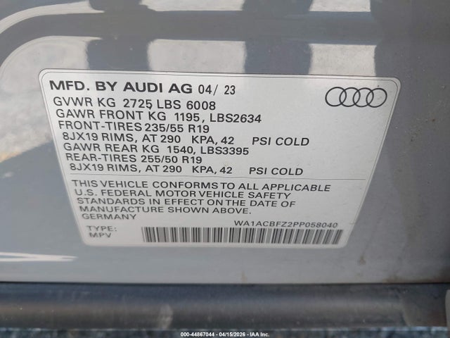 WA1ACBFZ2PP058040 Audi Q4 E-tron Premium 40 Rwd