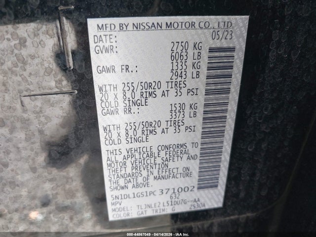 Продаж на аукціоні авто 2023 Infiniti Qx60 Sensory Awd, vin: 5N1DL1GS1PC371002, номер лоту: 44867049