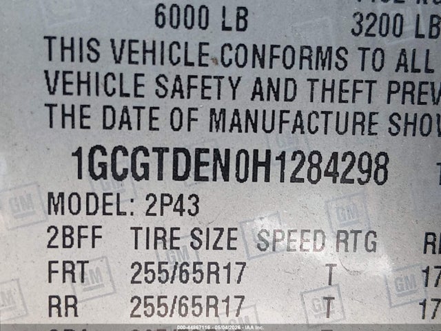 Aukcja sprzedaży 2017 Chevrolet Colorado Z71, vin: 1GCGTDEN0H1284298, numer aukcji: 44867116