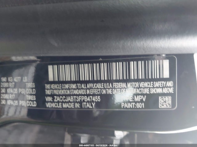 44867183 :رقم المزاد ، ZACCJABT3FPB47455 vin ، 2015 Jeep Renegade Latitude مزاد بيع