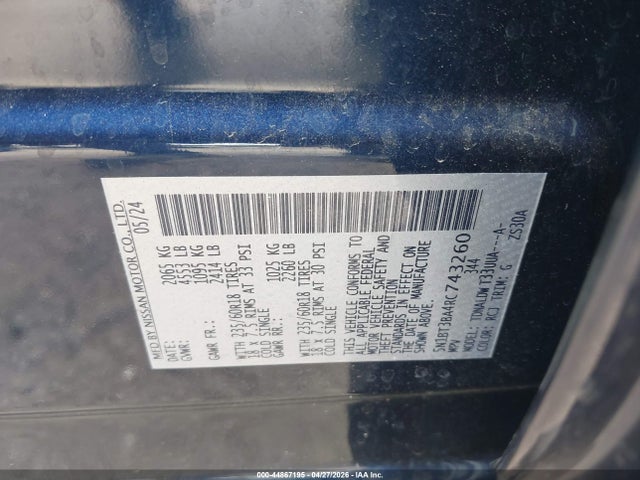 Продажа на аукционе авто 2024 Nissan Rogue Sv Fwd, vin: 5N1BT3BA4RC743260, номер лота: 44867195