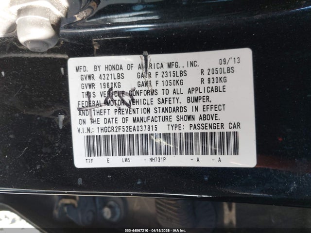 1HGCR2F52EA037815 Honda Accord Sport