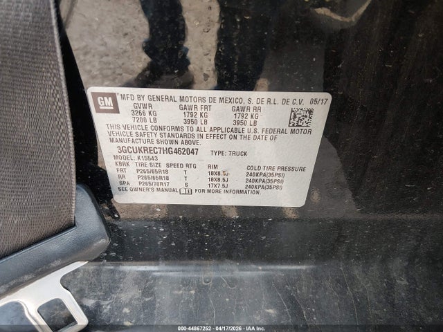3GCUKREC7HG462047 Chevrolet Silverado 1500 2lt
